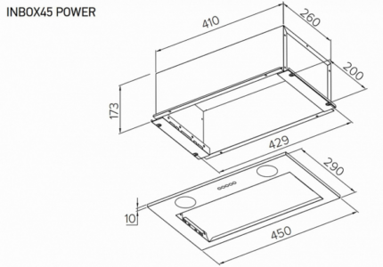 Вытяжка полновстраиваемая Meferi INBOX45WH POWER