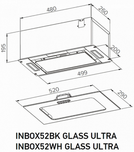 Вытяжка полновстраиваемая Meferi INBOX52BK GLASS ULTRA