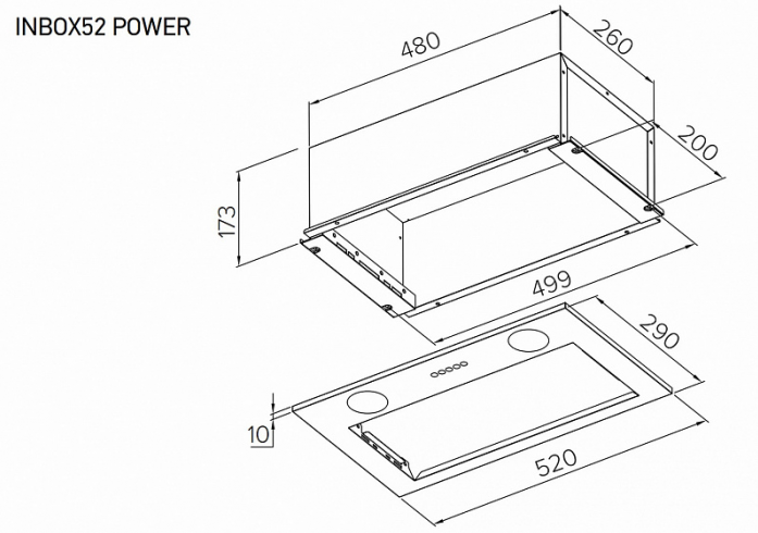 Вытяжка полновстраиваемая Meferi INBOX52WH POWER Вытяжка полновстраиваемая Meferi INBOX52WH POWER