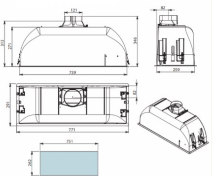 Встраиваемая вытяжка Falmec Built-in Burano 70 BK CBIN70.E9P2#ZZZN460F