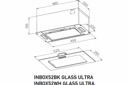 Вытяжка полновстраиваемая Meferi INBOX52WH GLASS ULTRA