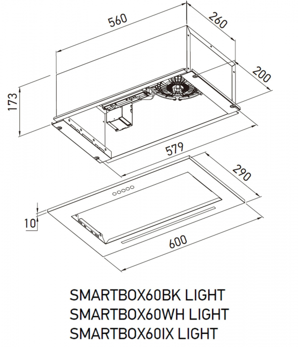 Вытяжка полновстраиваемая Meferi SMARTBOX60WH LIGHT Вытяжка полновстраиваемая Meferi SMARTBOX60WH LIGHT